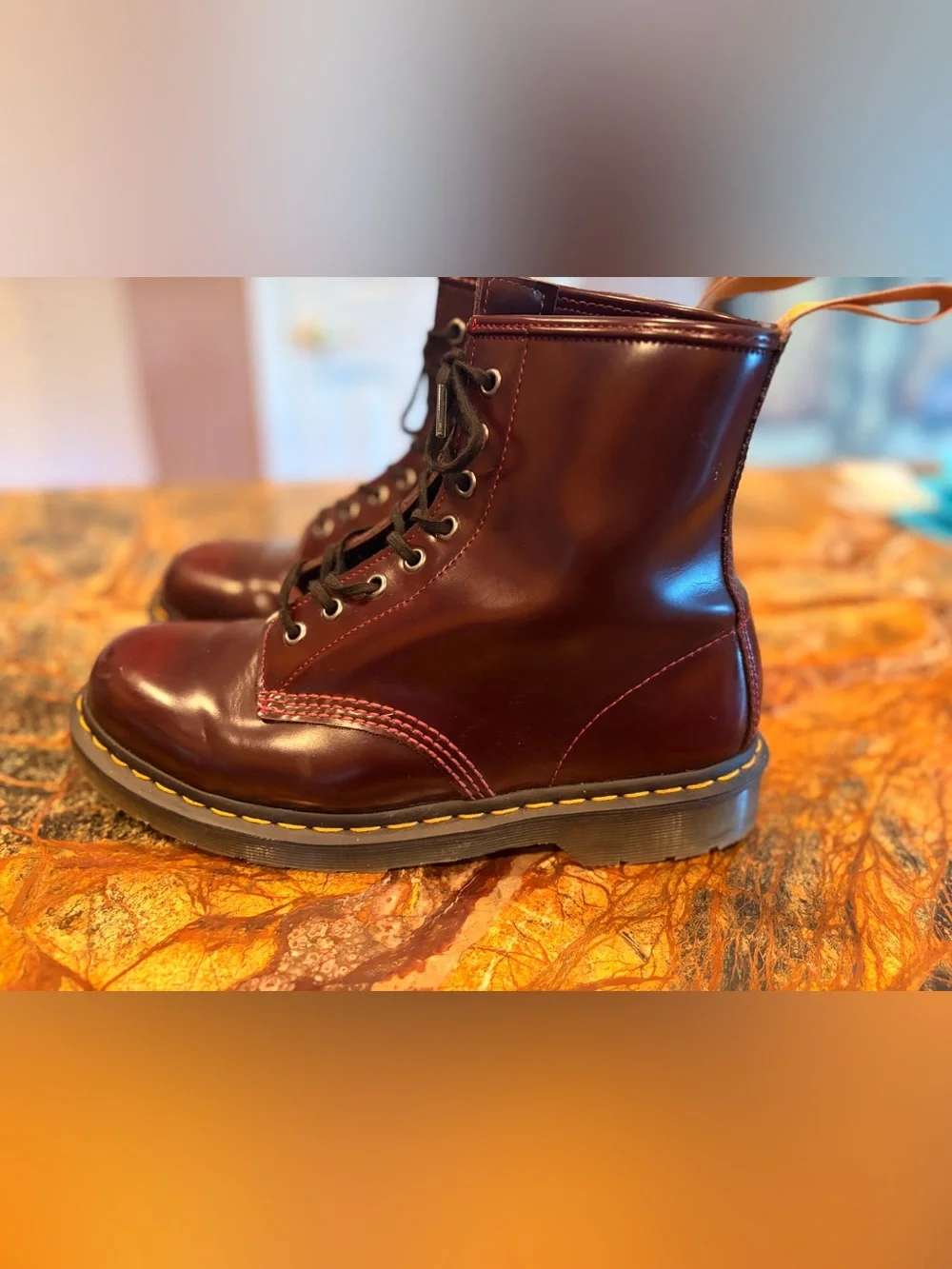 Dr. Martens Men's Lace-Up Boots in Cherry Red